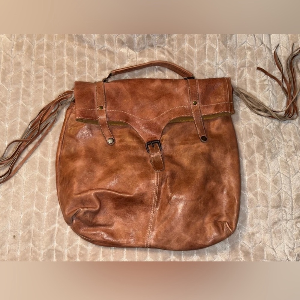 BEAUTIFUL Genuine Leather Backpack Purse With Fringe - Picture 2 of 9